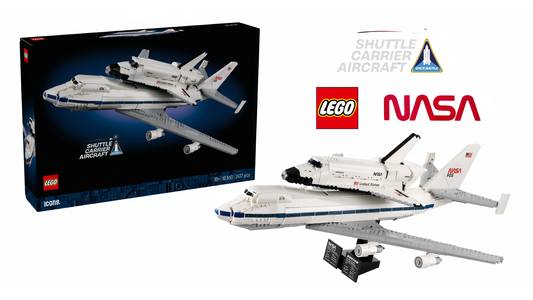 2,417-piece LEGO 10360 Shuttle Carrier Aircraft honors aviation and space history.