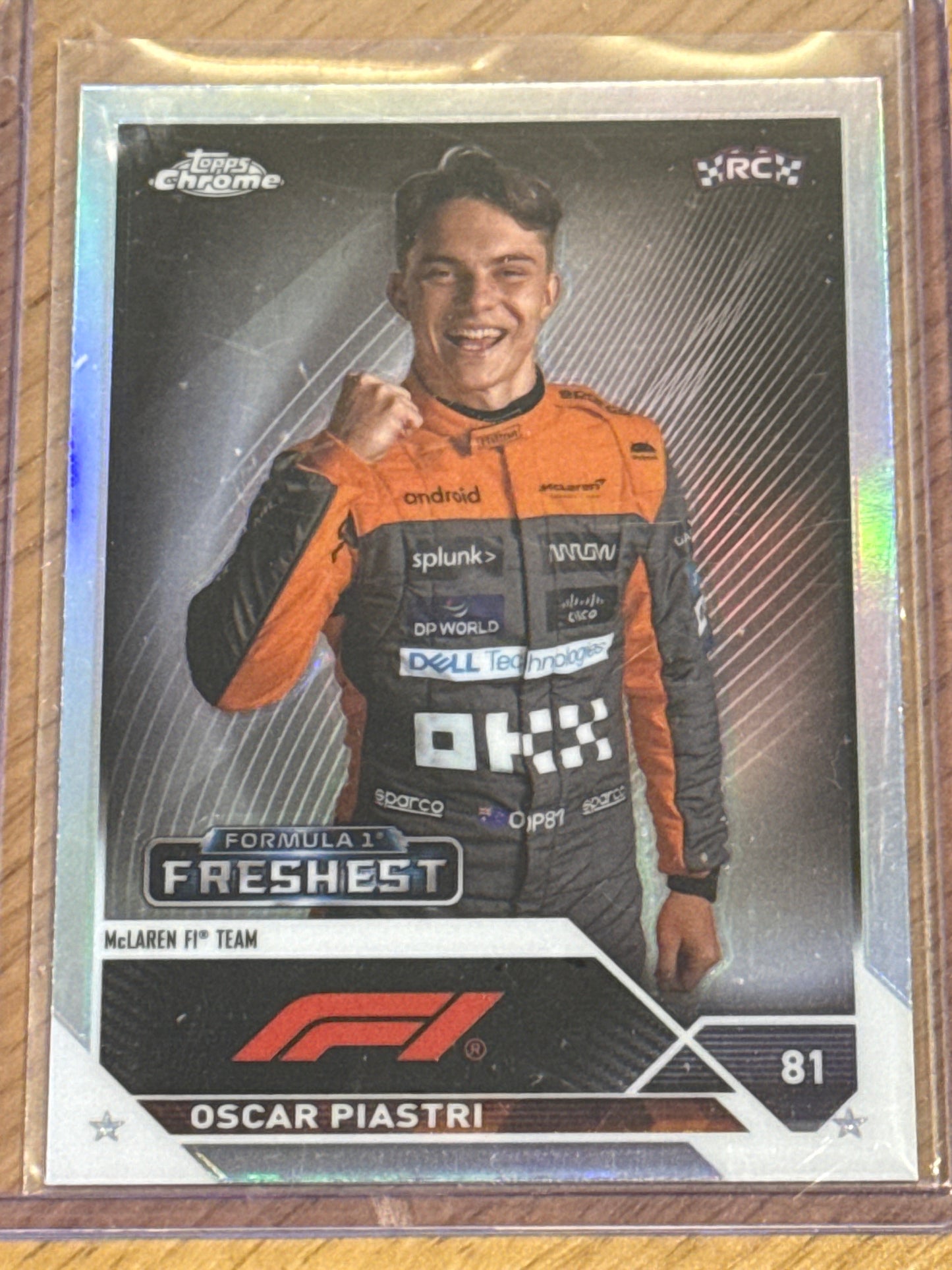 Oscar Piastri Silver Refractor Freshest RC #195 - Topps F1 Chrome 2023
