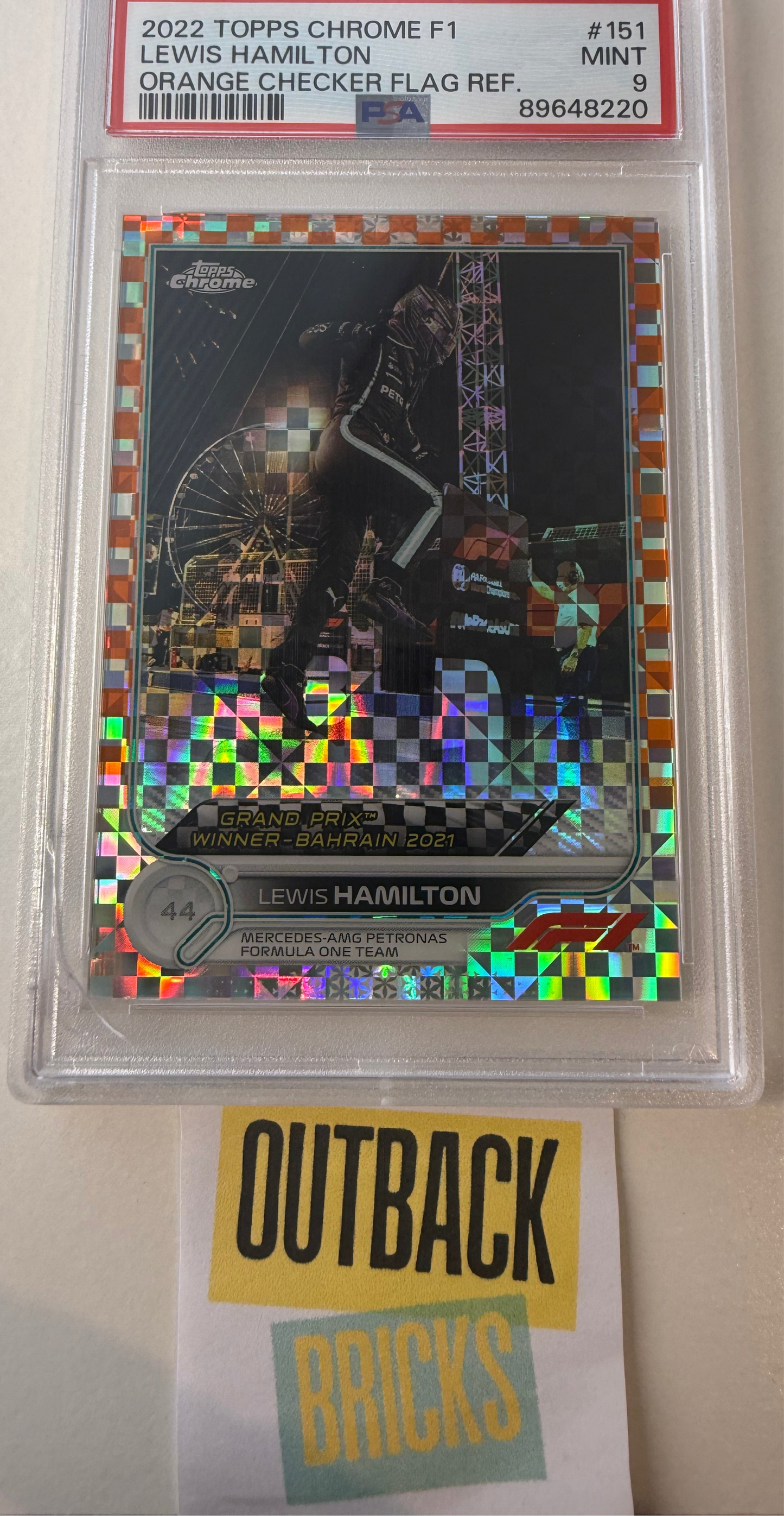 Lewis Hamilton 2/25 Orange Checker - PSA 9 #151 - Topps F1 Chrome 2022 - Graded Slab Cert 89648220
