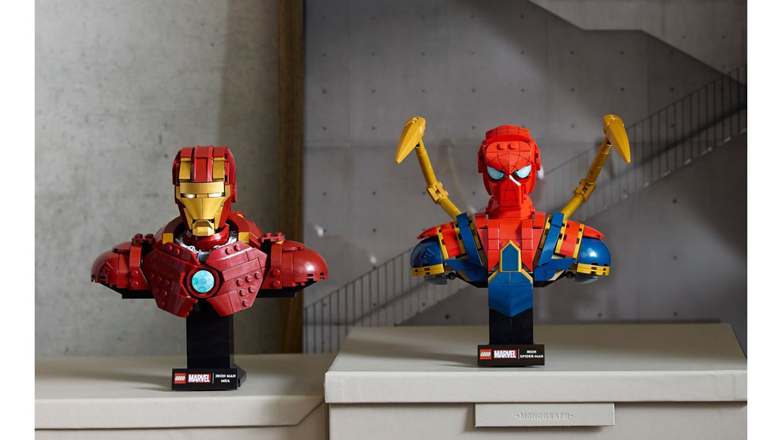 LEGO Marvel debuts new Mini Bust line starting with Iron Man MK4 and Iron Spider-Man models.