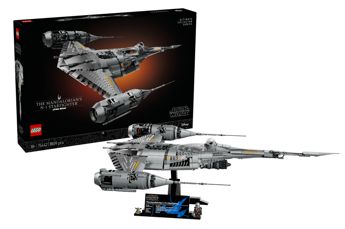 LEGO 75442 UCS Mandalorian's N-1 Starfighter and The Darksaber GWP officially unveiled.