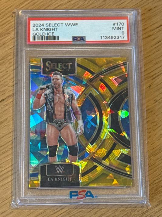 LA Knight 6/10 Select Gold Ice - PSA 9 #170 - Panini WWE Prizm 2024 - Graded Slab Cert: 113492317
