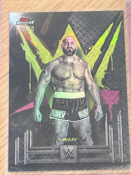 Rusev 10/20 Uncommon Black Refractor #145 - Topps WWE Finest 2025