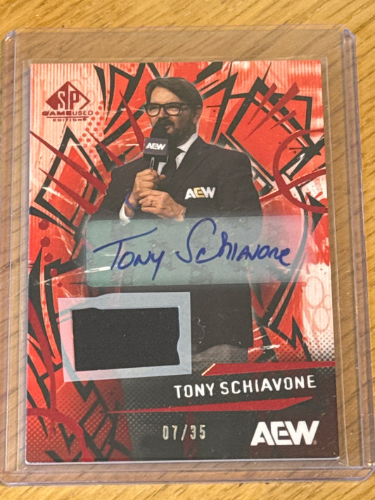 Tony Schiavone Autograph 7/35 Auto Red #41 - Upper Deck AEW SP Game Used 2025