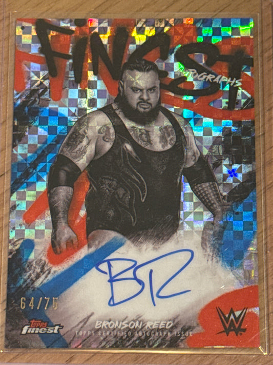 Bronson Reed 64/75 Finest Autographs Checkerboard #FA-BRD - Topps WWE Finest 2025