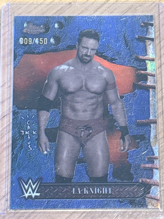LA Knight 9/150 Blue Refractor #12 - Topps WWE Cactus Jack 2025