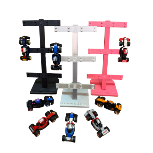 Outback Bricks Display stand for LEGO F1 Race Car Collectables - Silver Edition