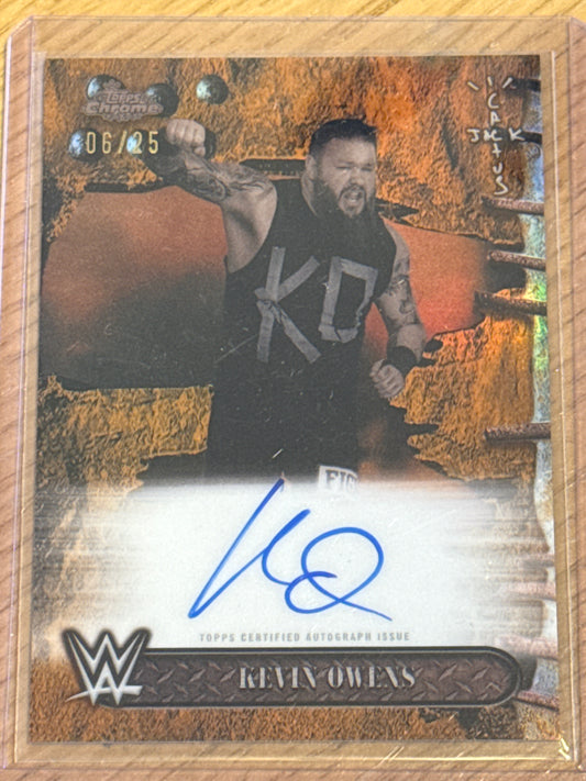Kevin Owens 6/25 Orange Autograph #RAV-OWN - Topps WWE Cactus Jack 2025