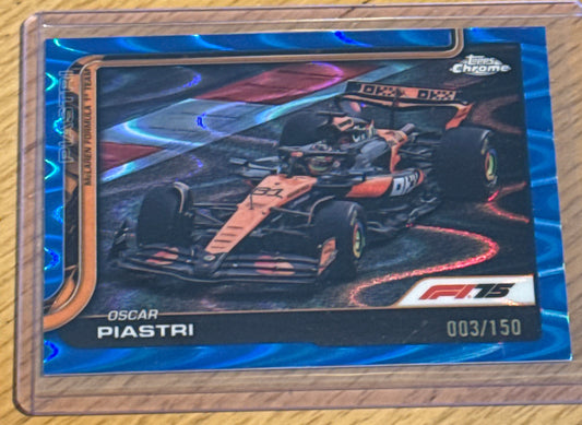 Oscar Piastri 3/150 Blue Raywave #78 - Topps F1 Chrome 2025