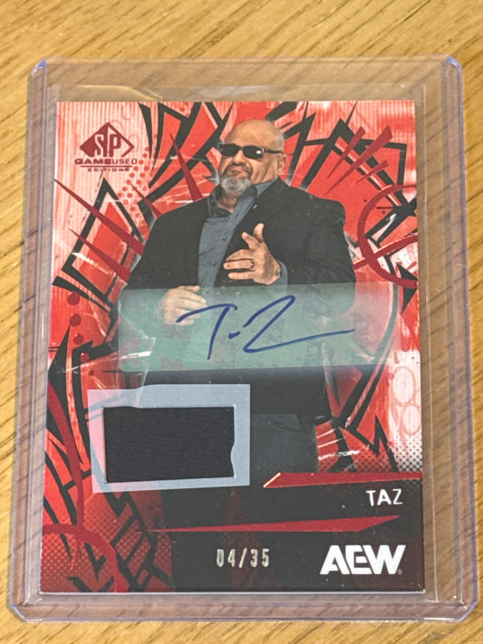 Taz Autograph 4/35 Auto Red #40 - Upper Deck AEW SP Game Used 2025