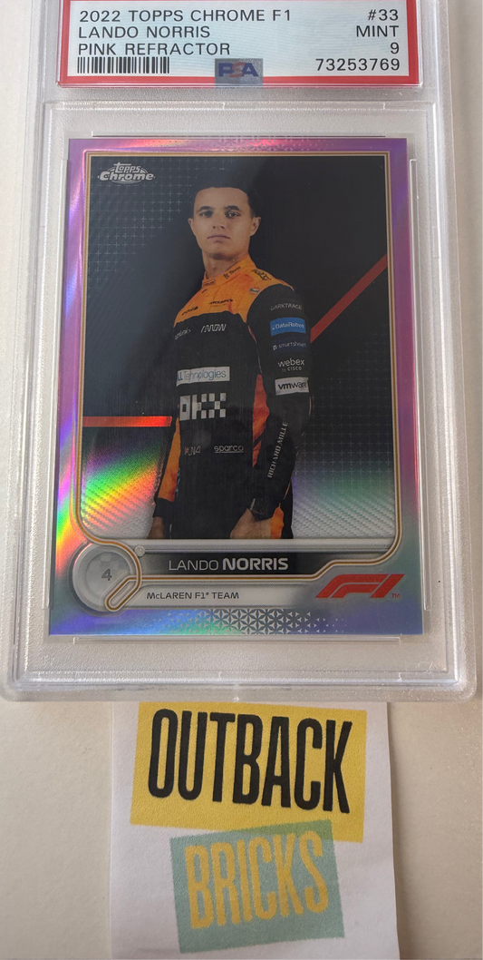 Lando Norris 61/75 Pink Refactor - PSA 9 #33 - Topps F1 Chrome 2022 - Graded Slab Cert 73253769