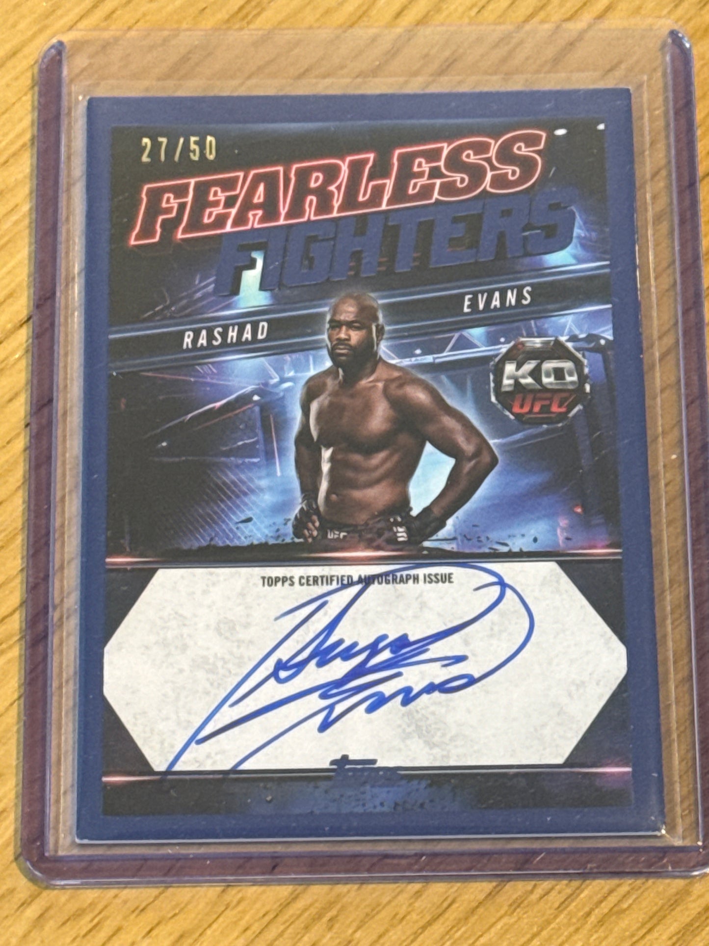 Rashad Evans Autograph 27/50 Fearless Fighters Blue #FF-RE - Topps UFC Knockout 2025
