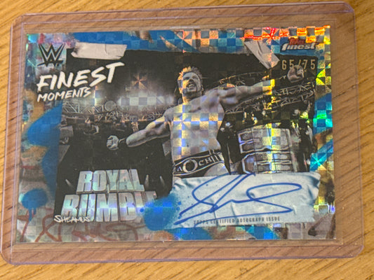 Sheamus Autograph 65/75 Finest Moments Blue Checkerboard Auto #FMS-SMS - Topps WWE Finest 2025