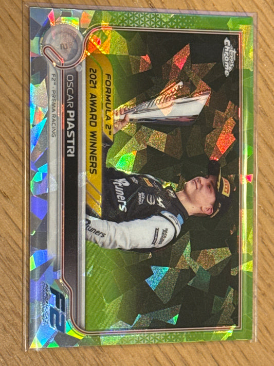 Oscar Piastri 193/199 Chartreuse Refractor #199 - Topps F1 Chrome Sapphire 2022