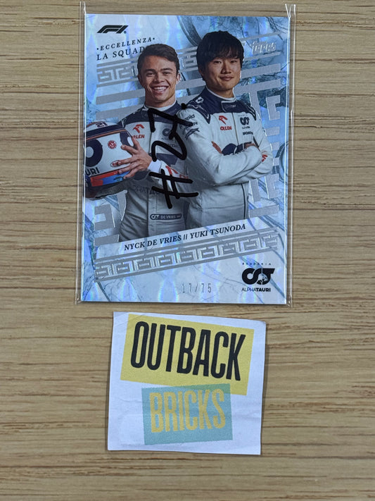 Nyck Dev Vries / Yuki Tsunoda 17/75 White - Topps F1 Eccellenza 2023